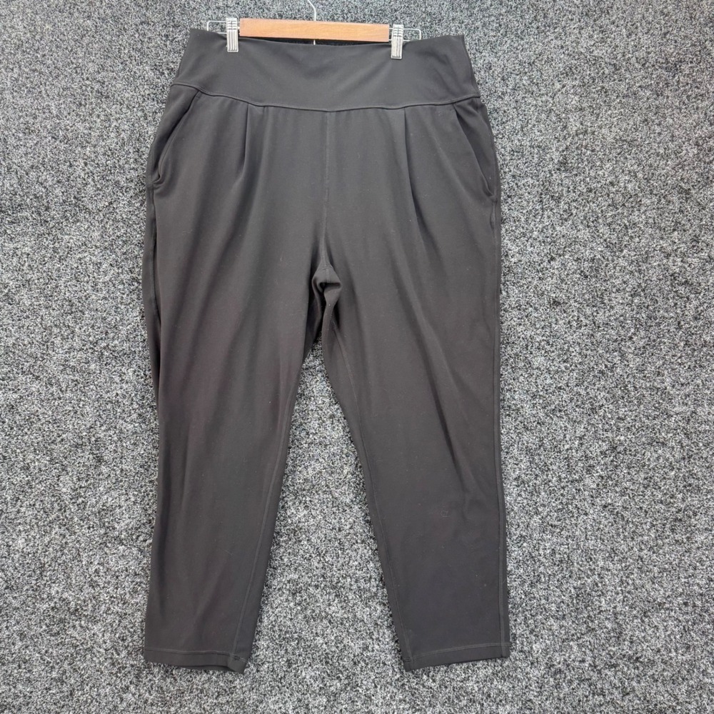 Athleta Elation Pant Black High Waisted Yoga Tapered Crop Pockets XL